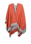 POM Reversible Light Grey & Orange Blanket Scarf