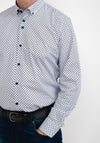 6th Sense Geo Print Shirt, Blue & Grey