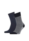 Tommy Hilfiger Mens 2 Pack Cotton Herringbone Socks, Navy