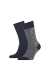 Tommy Hilfiger Mens 2 Pack Rib Logo Socks, Navy