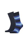 Tommy Hilfiger Mens 2 Pack Baja Stripe Socks, Navy