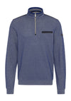 Bugatti Birdseye Quarter Zip Jumper, Blue