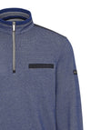 Bugatti Birdseye Quarter Zip Jumper, Blue