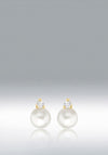 9 Carat Gold CZ & Pearl Stud Earrings, Gold