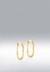9 Carat Gold Textured Oval Hoops, Yellow Gold