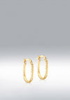 9 Carat Gold Textured Oval Hoops, Yellow Gold
