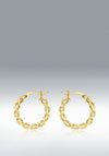 9 Carat Gold Diamond Cut Twist Hoop Creole Earrings, Gold