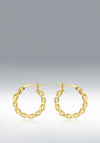 9 Carat Gold Diamond Cut Twist Hoop Creole Earrings, Gold