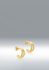 9 Carat Gold Double Half Hoop Earrings, Gold