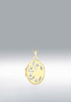 9 Carat Gold Floral Detail Oval Locket Necklace, Gold & Silver