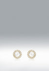 9 Carat Gold CZ Halo Stud Earrings, Gold