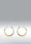 9 Carat Gold Two-Tone Tube Crossover Hoop Earrings, Gold & Silver