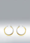 9 Carat Gold Two-Tone Tube Crossover Hoop Earrings, Gold & Silver