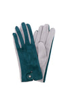 POM Suede Effect with Faux Fur Cut-Off Gloves, Teal