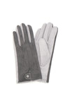 POM Faux Suede Gloves with Button Cuff, Dark Grey