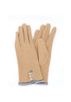 POM Button Detail Gloves, Camel