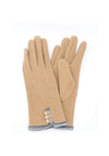 POM Button Detail Gloves, Camel