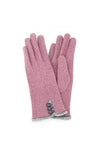 POM Button Detail Gloves, Pink