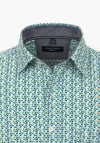 Casa Moda Short Sleeve Small Geometric Print Shirt, Turquoise Green