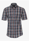 Casa Moda Short Sleeve Tartan Print Shirt, Navy Multi