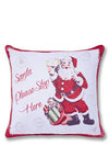 Catherine Lansfield Christmas Bedding Retro Santa Stop Here Cushion Cover, White