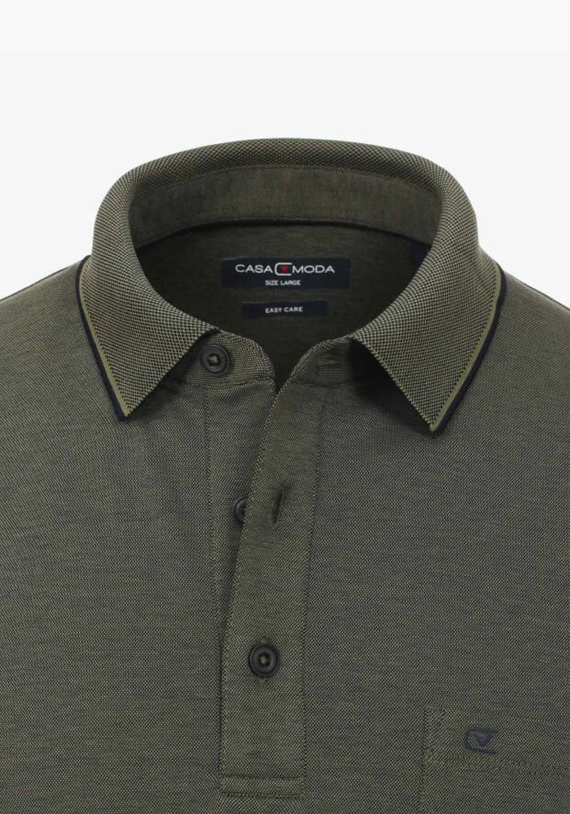 Casa Moda Birdseye Print Polo Shirt, Olive