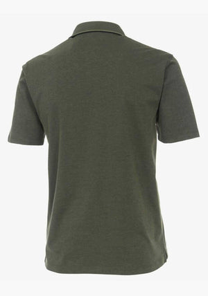 Casa Moda Birdseye Print Polo Shirt, Olive