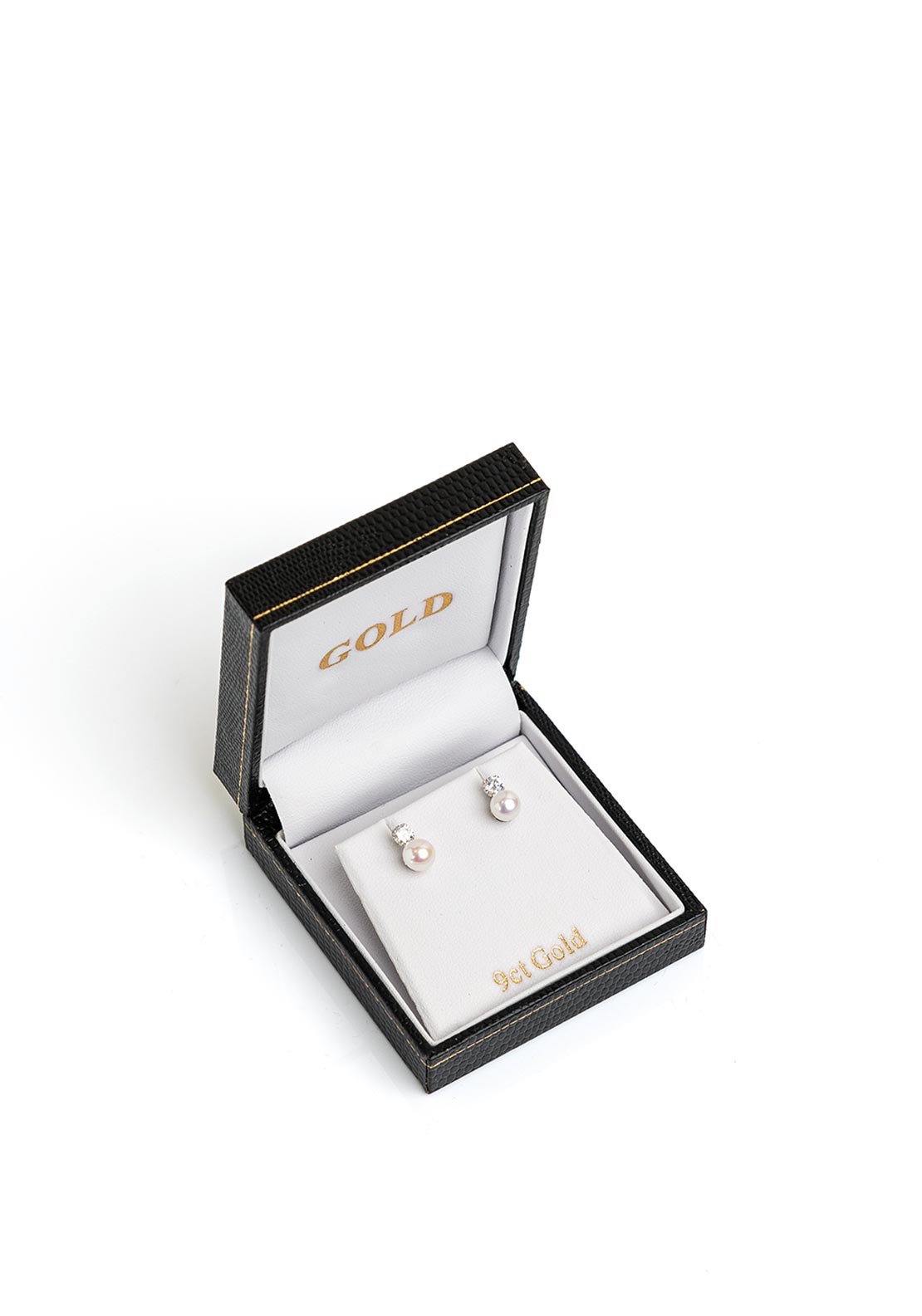 9 Carat Gold CZ Pearl Earrings, Silver