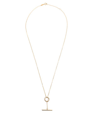 9 Carat Gold Circle T Bar Necklace, Gold