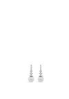 Absolute CZ Drop Pearl Earrings, Silver
