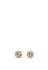Absolute CZ Halo Stud Clip-on Earrings, Gold