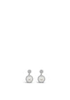 Absolute CZ Pave Drop Pearl Earrings, Silver