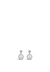 Absolute CZ Pave Drop Pearl Earrings, Silver