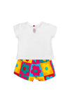 Agatha Ruiz De La Prada Girl Tee and Short Set, White Multi