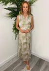 d.e.c.k. by Decollage One Size Glitter Maxi Dress, Beige & Green