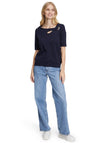 Betty Barclay Keyhole Short Sleeve Sweater, Navy