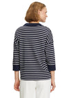 Betty Barclay Striped Open Collar Knit Top, Navy & White
