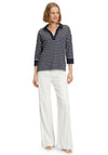Betty Barclay Striped Open Collar Knit Top, Navy & White