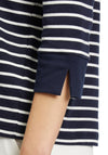 Betty Barclay Striped Open Collar Knit Top, Navy & White