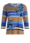 Betty Barclay Stripe & Print T-Shirt, Blue & Tan Multi