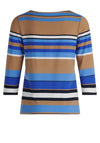 Betty Barclay Stripe & Print T-Shirt, Blue & Tan Multi