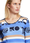 Betty Barclay Block Print Ribbed T-Shirt, Azure Blue Multi
