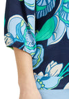 Betty Barclay Floral Banded Hem Top, Navy Multi