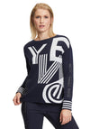 Betty Barclay Letter Knit Sweater, Navy & White