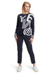 Betty Barclay Letter Knit Sweater, Navy & White