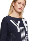 Betty Barclay Letter Knit Sweater, Navy & White