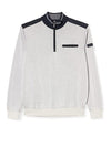 Bugatti Troyer Half Zip Sweatshirt, Ecru & Navy