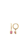 Burren Jewellery Pink Ruby Crystaline Huggie Earrings, Gold