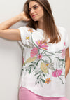 Bianca Floral Print Tunic Neck Blouse, White