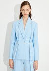 Birelin Buttoned Pleated Blazer, Light Blue